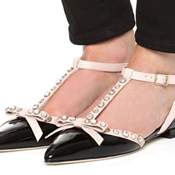 NWT KATE SPADE NEW YORK Becca Jewelled T-Strap Ballerina Flat - Picture 1 of 9